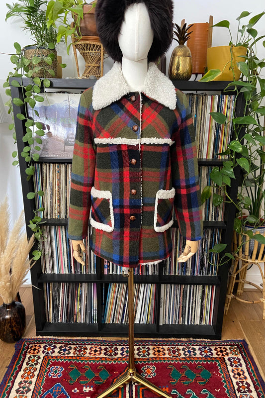 Vintage 1970s Checked Sherpa Lumber Jacket