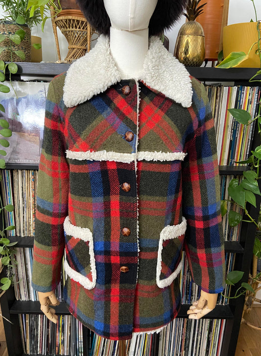Vintage 1970s Checked Sherpa Lumber Jacket