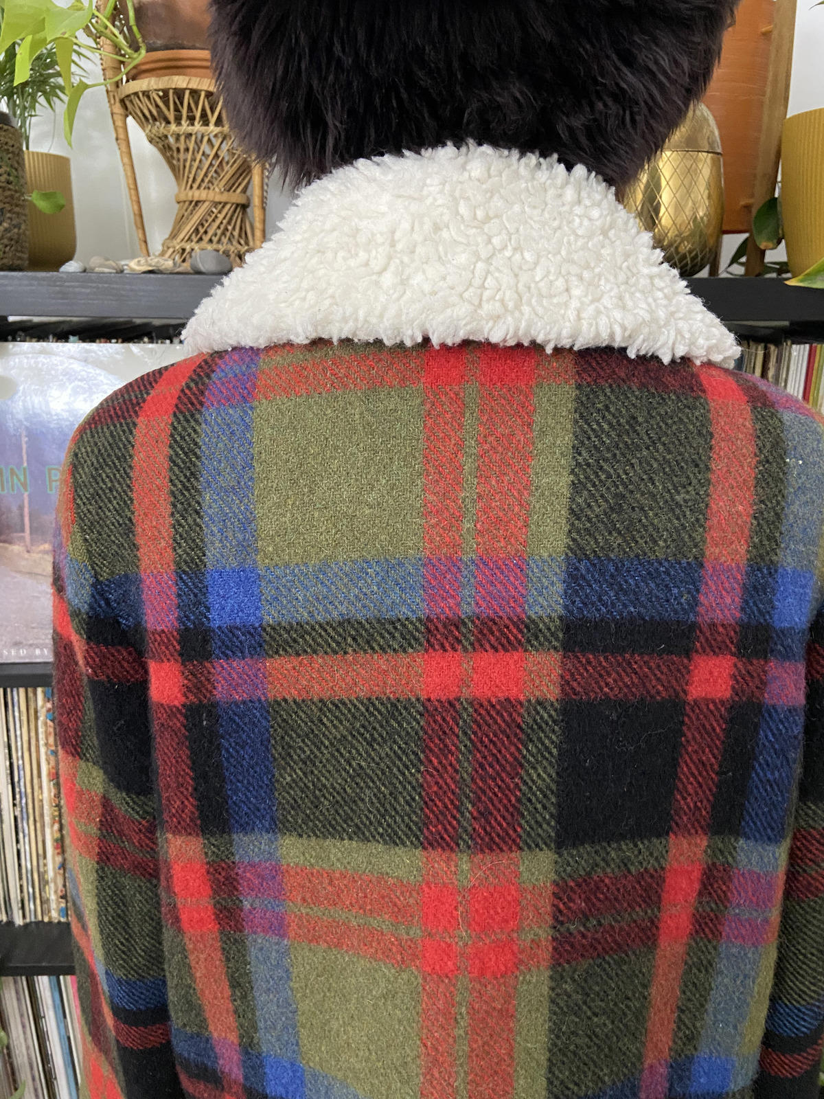 Vintage 1970s Checked Sherpa Lumber Jacket