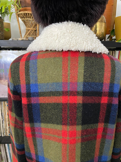 Vintage 1970s Checked Sherpa Lumber Jacket