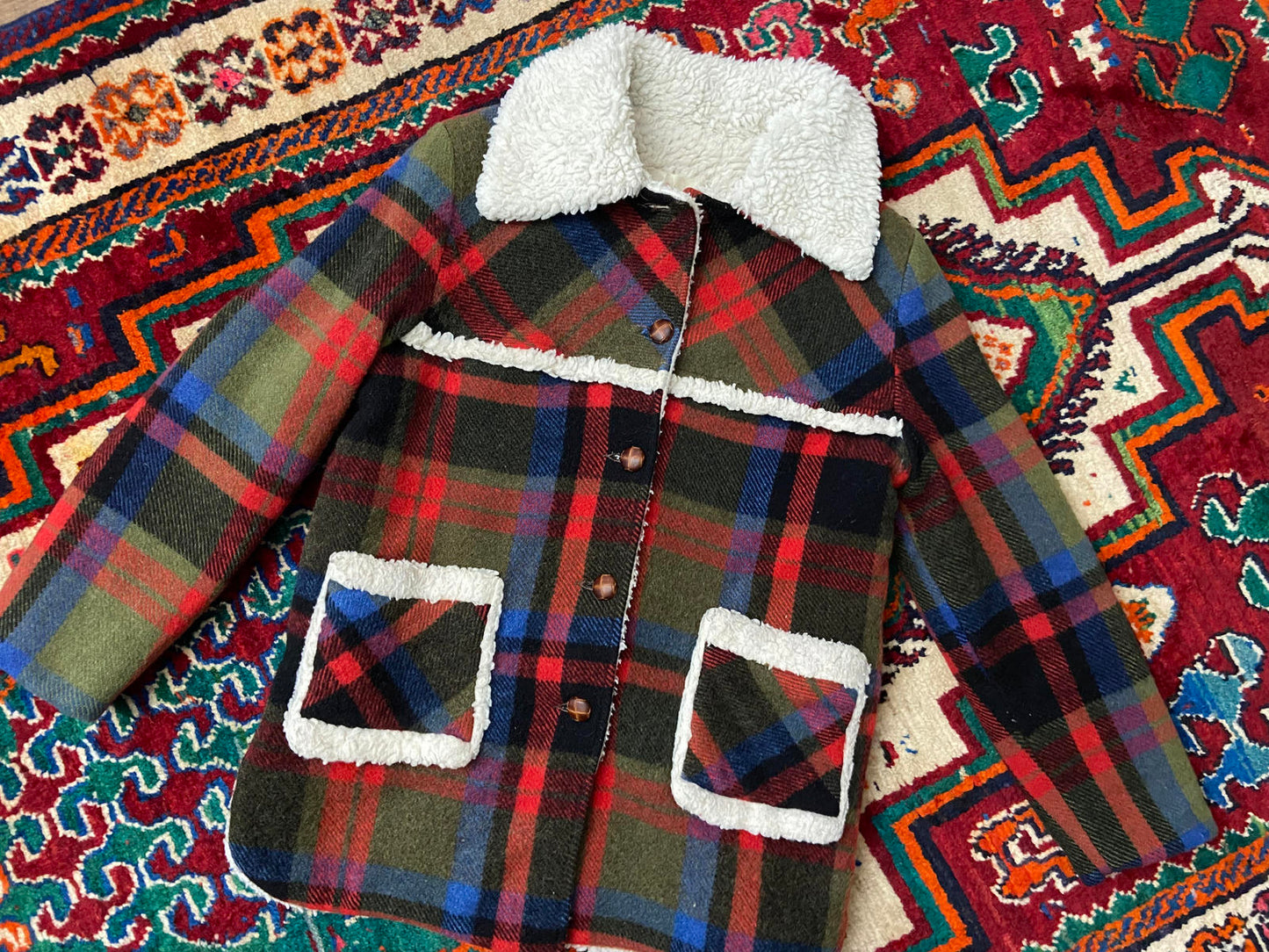 Vintage 1970s Checked Sherpa Lumber Jacket