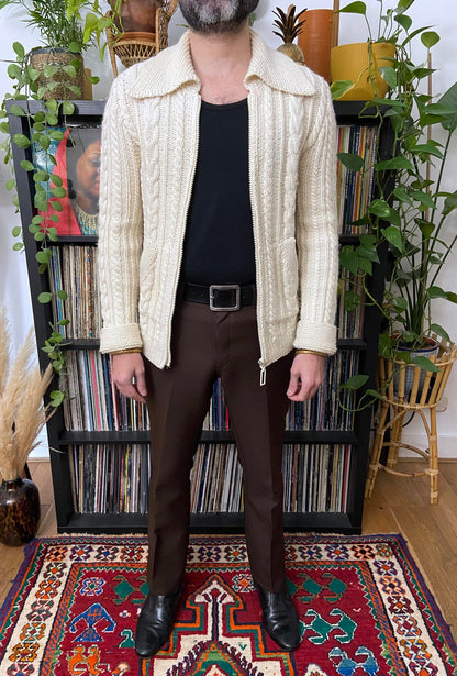 Vintage 1970s Cream Chunky Knit Cardigan
