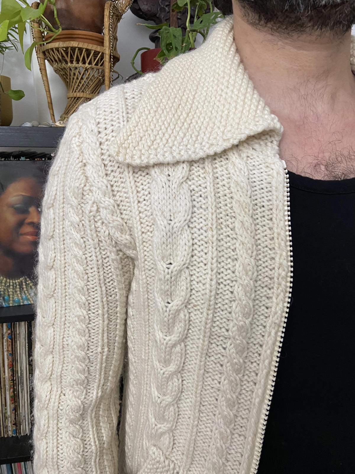 Vintage 1970s Cream Chunky Knit Cardigan