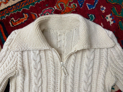 Vintage 1970s Cream Chunky Knit Cardigan