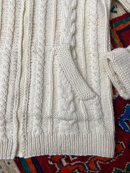 Vintage 1970s Cream Chunky Knit Cardigan