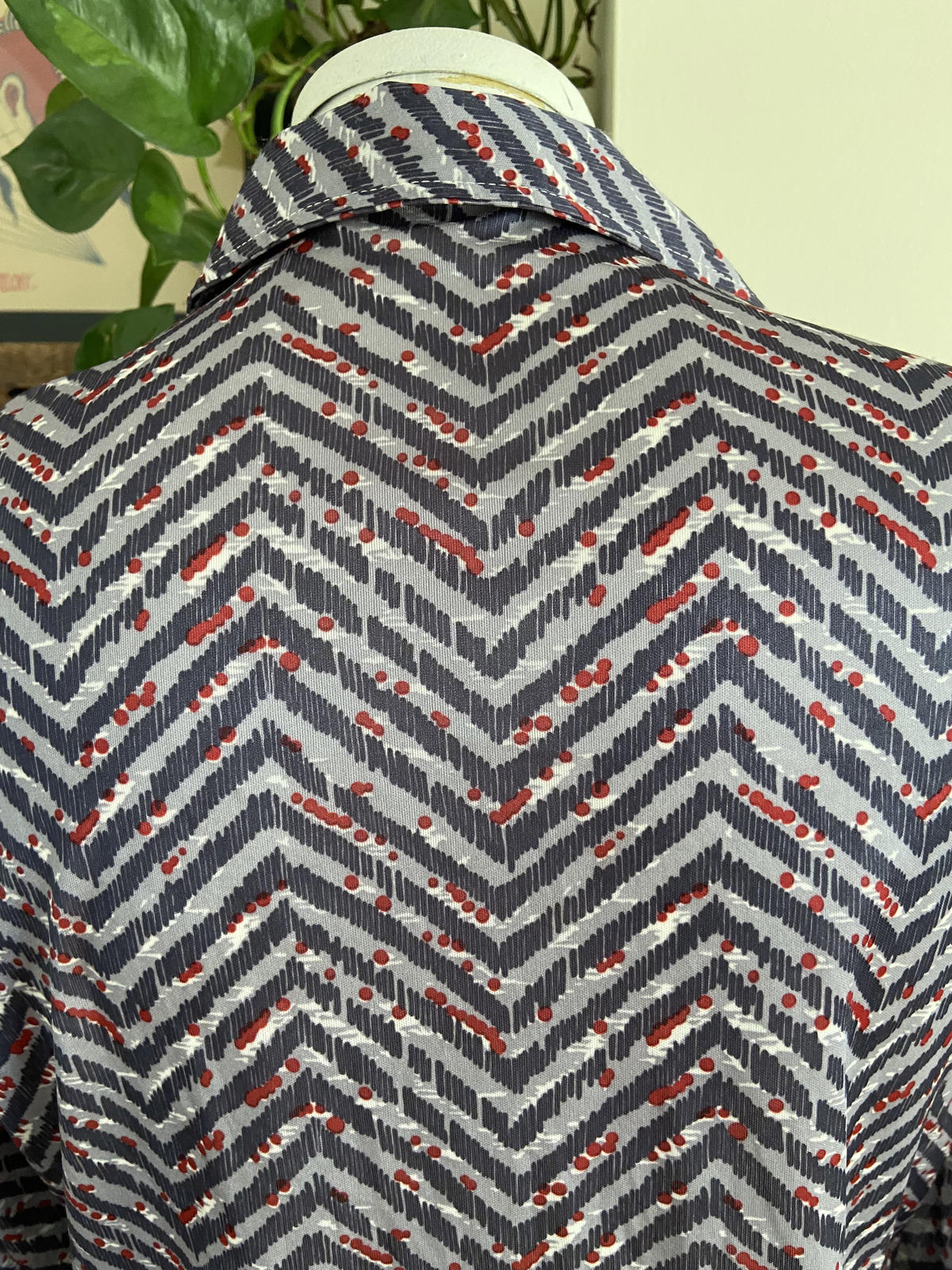 Vintage 1970s Grey Zig Zag Jersey Shirt