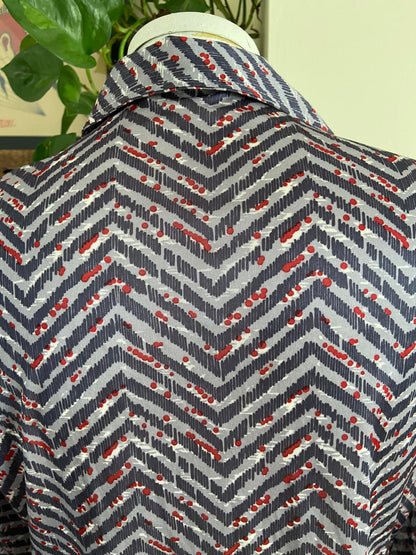 Vintage 1970s Grey Zig Zag Jersey Shirt