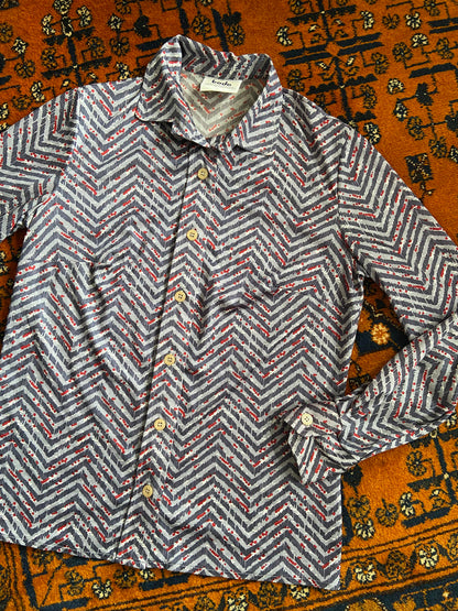 Vintage 1970s Grey Zig Zag Jersey Shirt