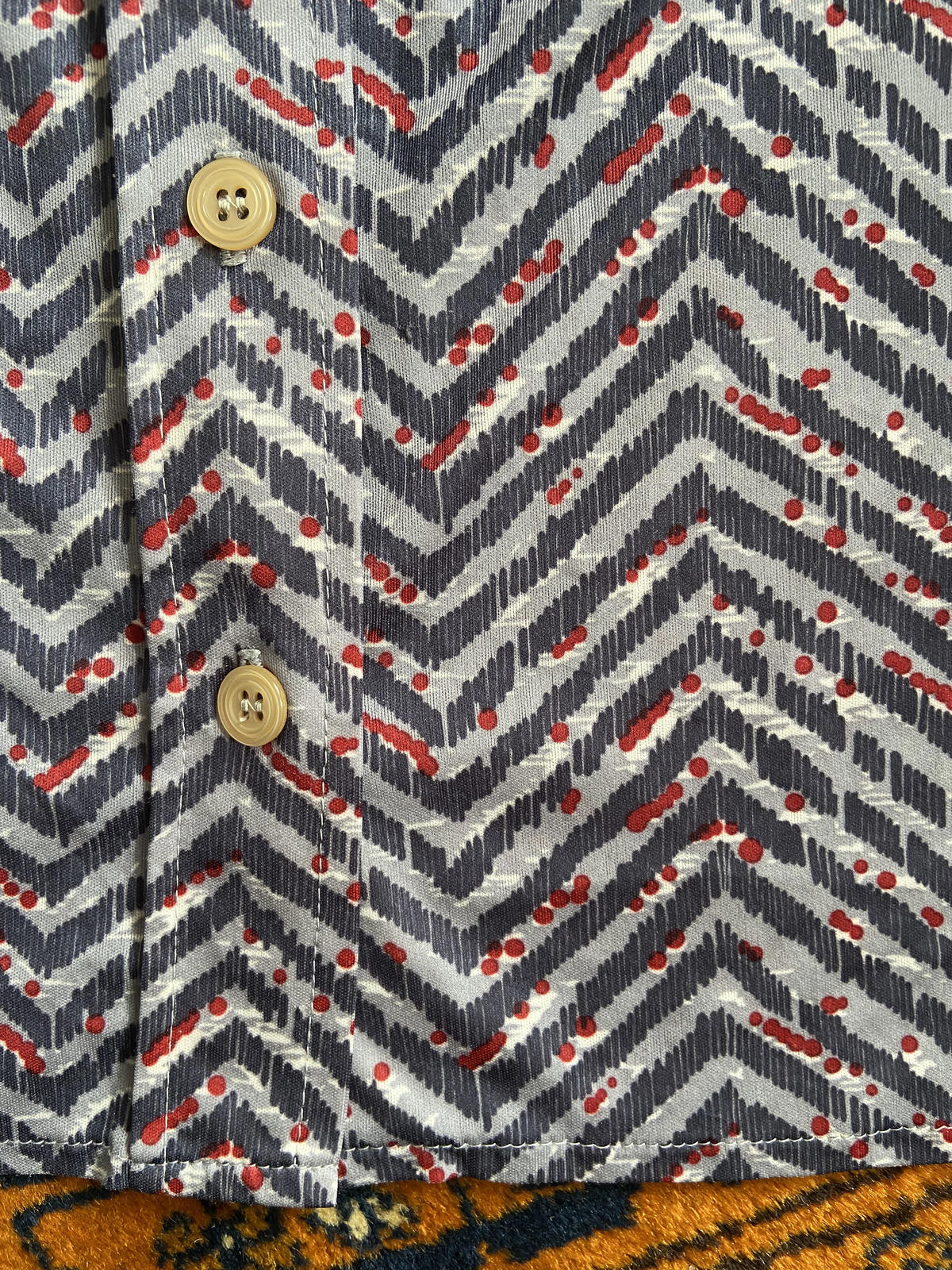 Vintage 1970s Grey Zig Zag Jersey Shirt