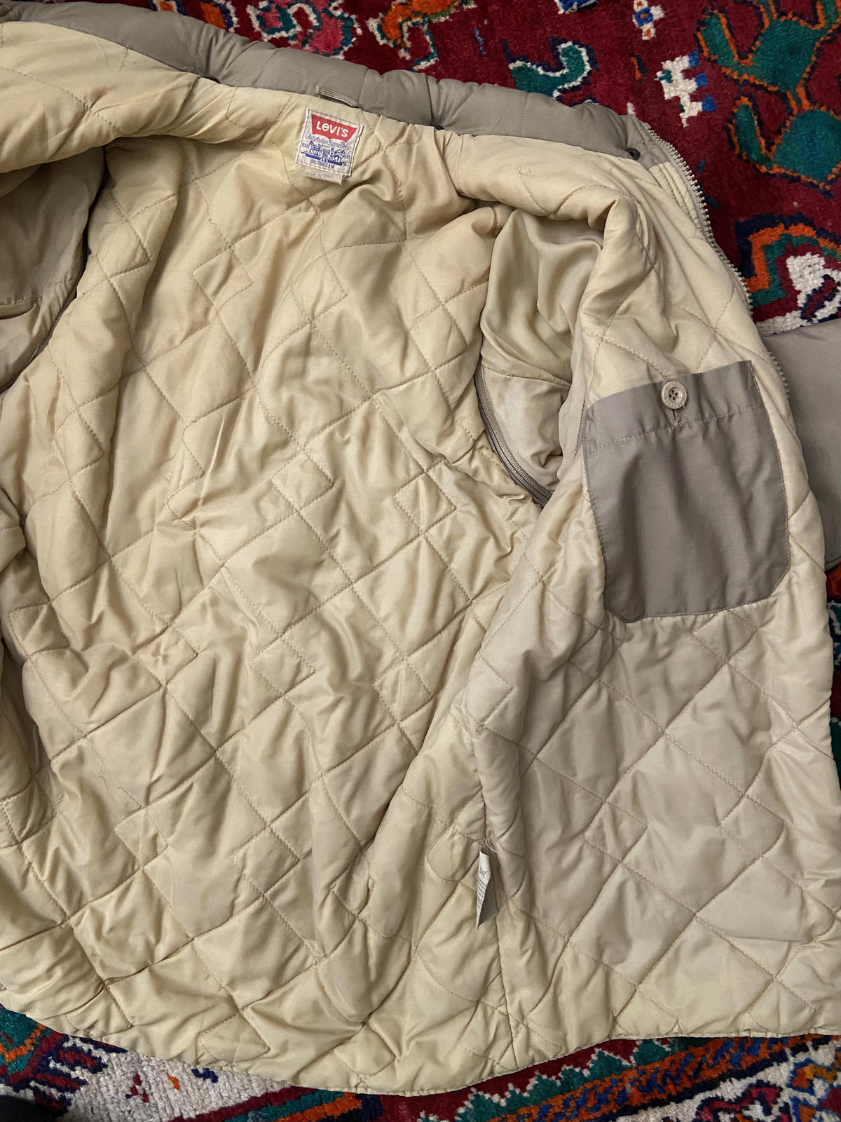 Vintage 1970s Levi's White Tab Quilted Jacket With Removable Sleeves