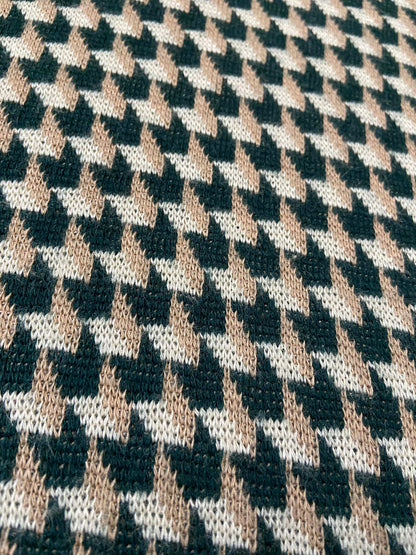 Vintage 1970s Green Houndstooth Turtleneck Jumper