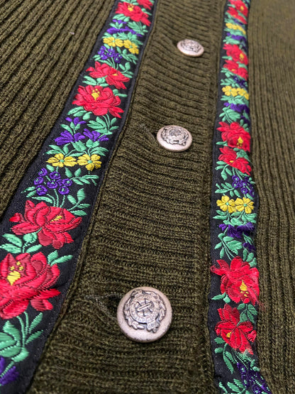 Vintage Dolce & Gabbana Olive Embroidered Trim Cardigan