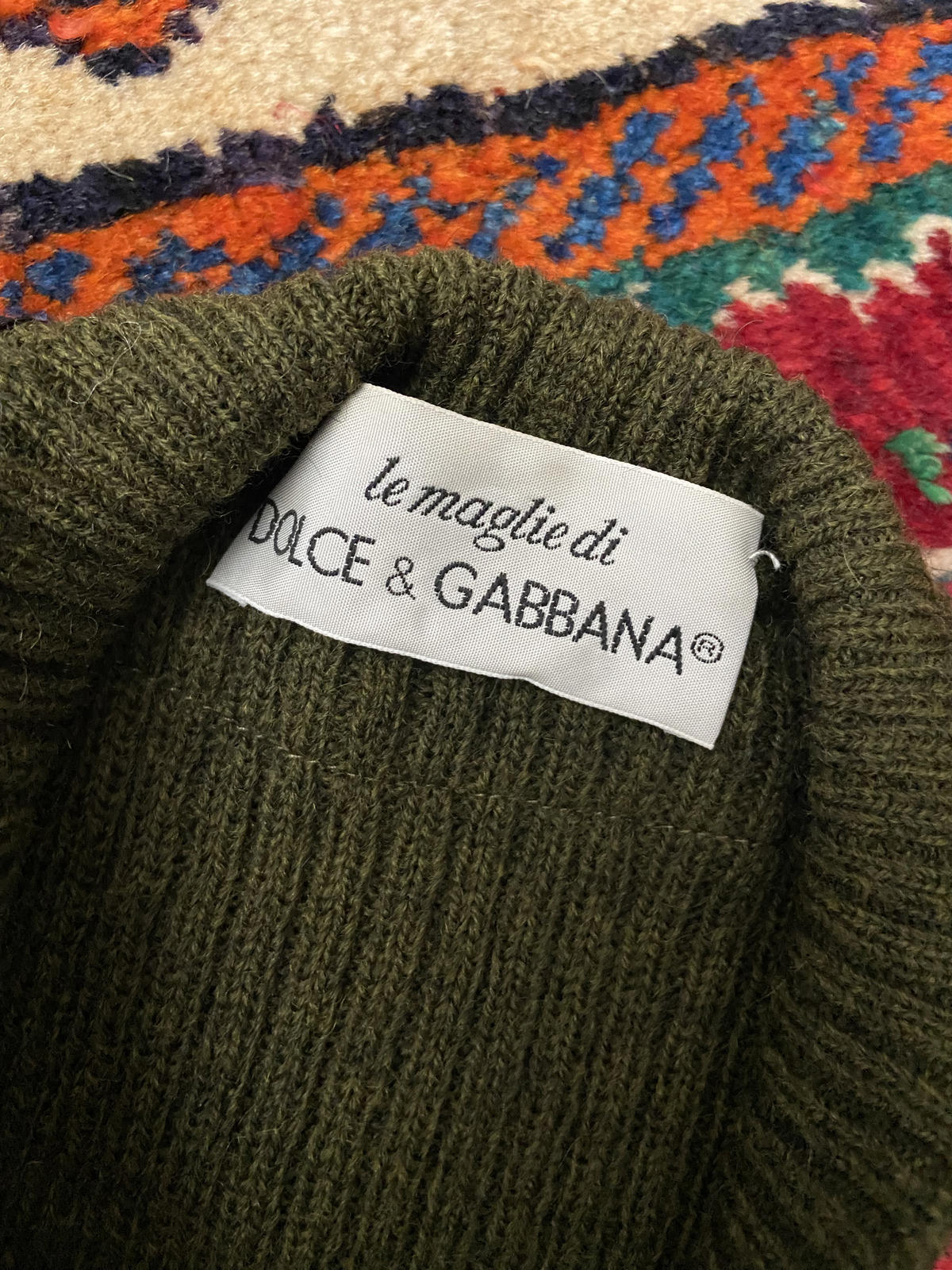 Vintage Dolce & Gabbana Olive Embroidered Trim Cardigan