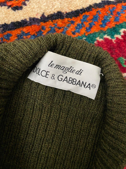 Vintage Dolce & Gabbana Olive Embroidered Trim Cardigan