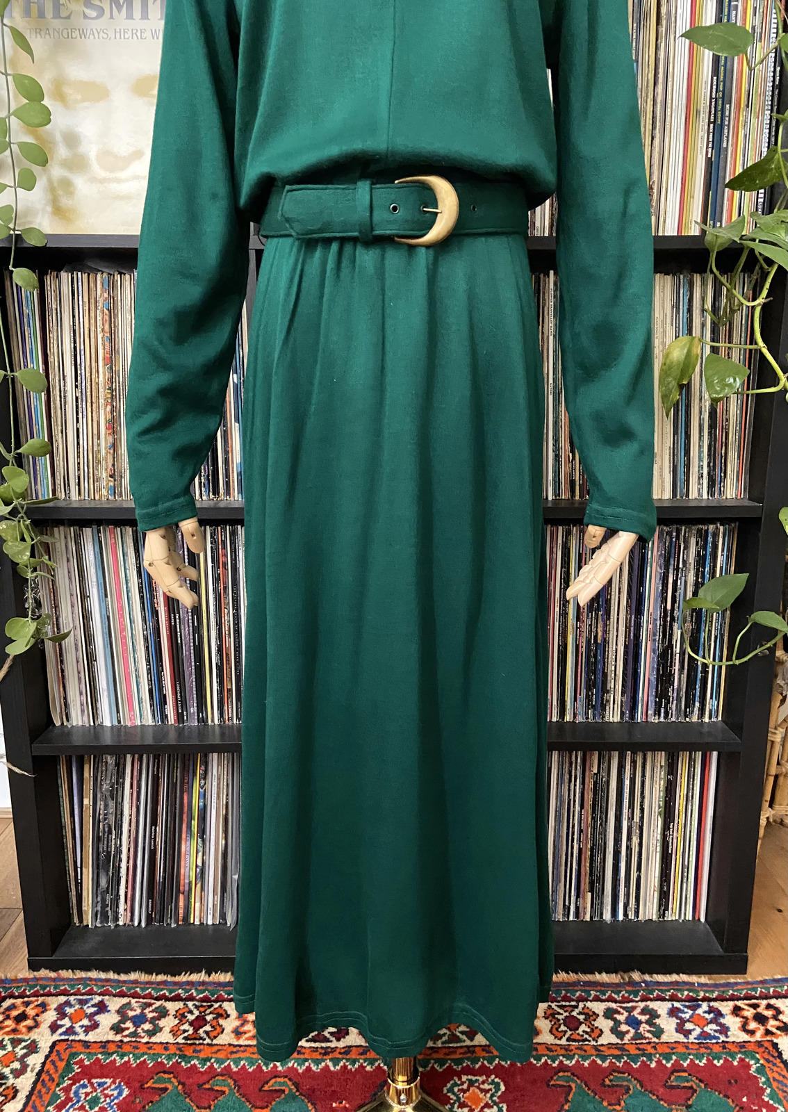 Vintage 1980s Green Belted Dress