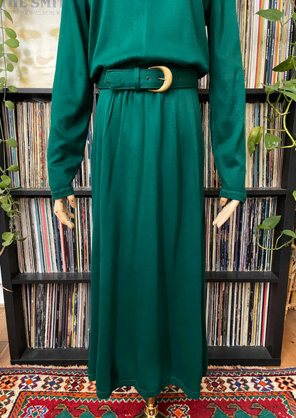 Vintage 1980s Green Belted Dress