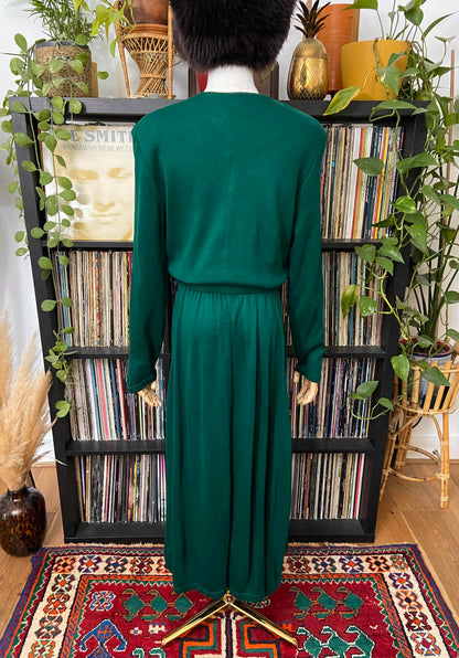 Vintage 1980s Green Belted Dress