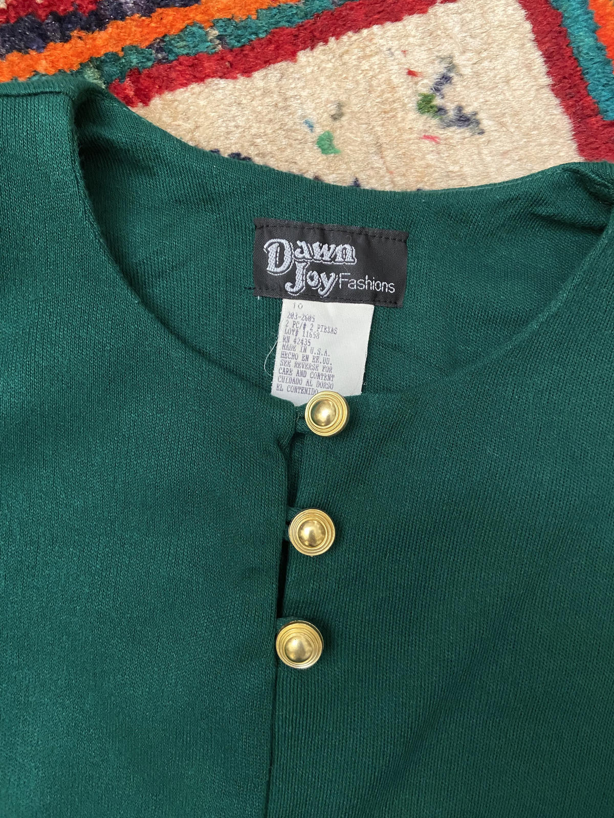 Vintage 1980s Green Belted Dress