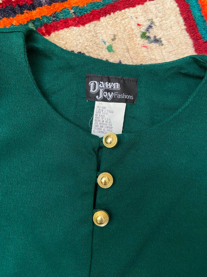 Vintage 1980s Green Belted Dress