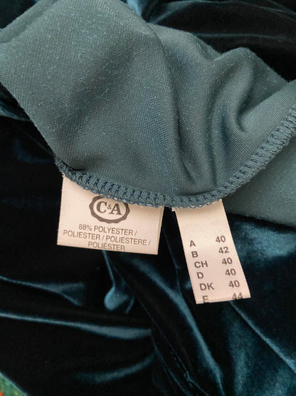 Vintage 90s C&A Teal Green Velvet Maxi Dress