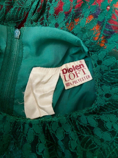 Vintage 1970s Emerald Green Prairie Dress