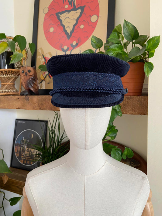 Vintage Navy Corduroy Prince Henry / Prinz-Heinrich-Mütze Hat