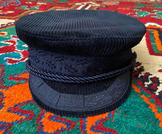 Vintage Navy Corduroy Prince Henry / Prinz-Heinrich-Mütze Hat