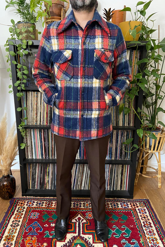 Vintage 1970s Wrangler Fleece Lined Plaid Jacket