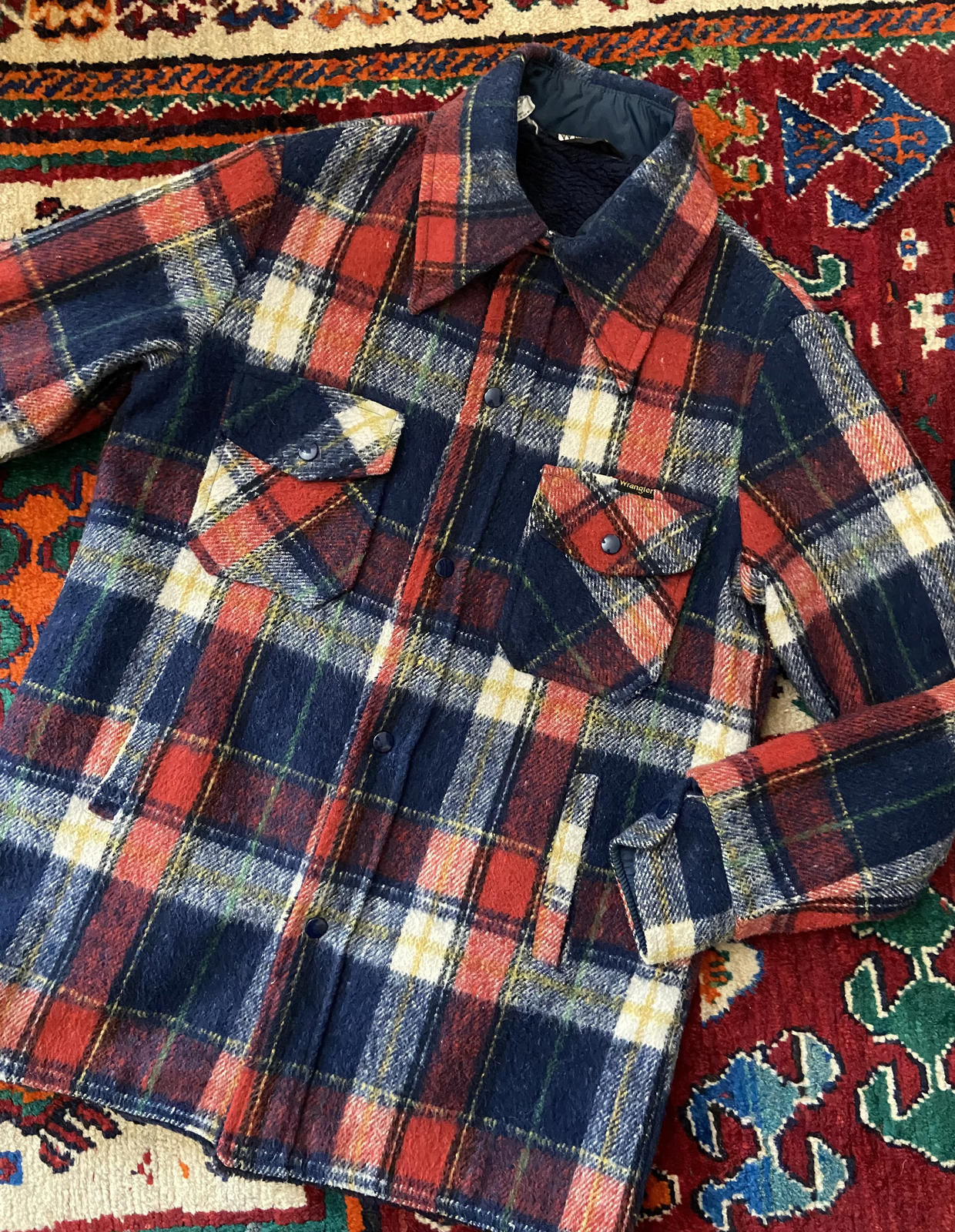 Vintage 1970s Wrangler Fleece Lined Plaid Jacket