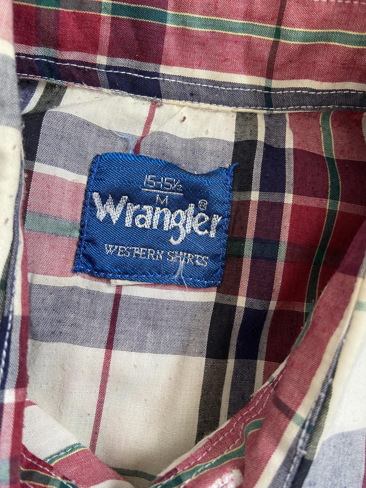 Vintage 90s Burgundy & White Wrangler Western Shirt