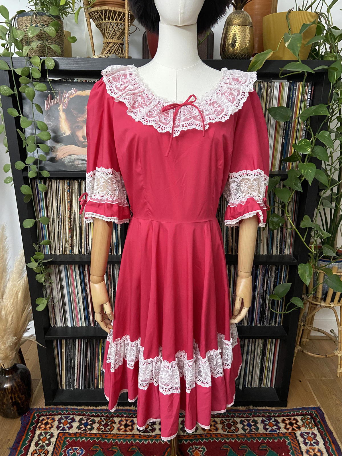 Vintage 1970s Fuschia Pink Square Dance Dress