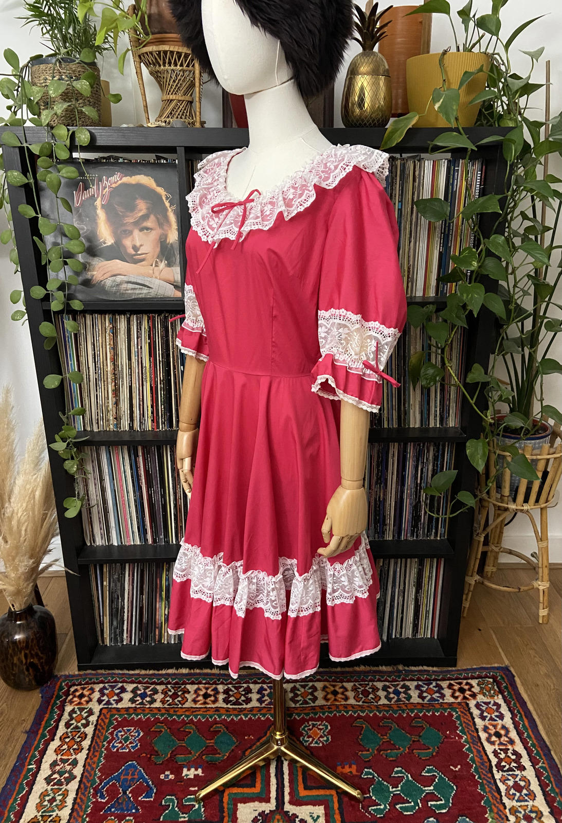 Vintage 1970s Fuschia Pink Square Dance Dress