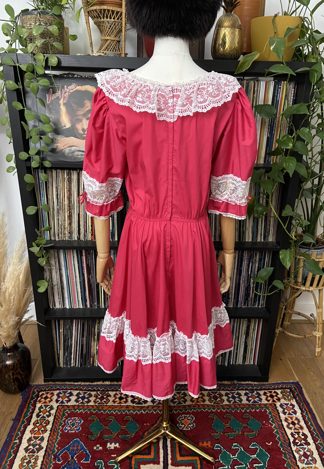 Vintage 1970s Fuschia Pink Square Dance Dress