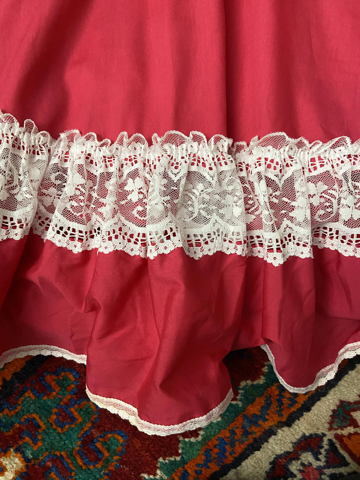 Vintage 1970s Fuschia Pink Square Dance Dress
