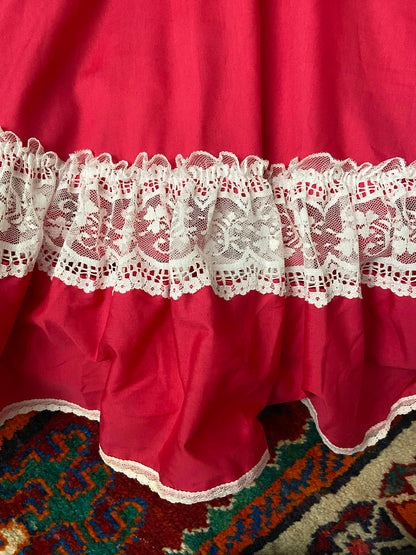 Vintage 1970s Fuschia Pink Square Dance Dress