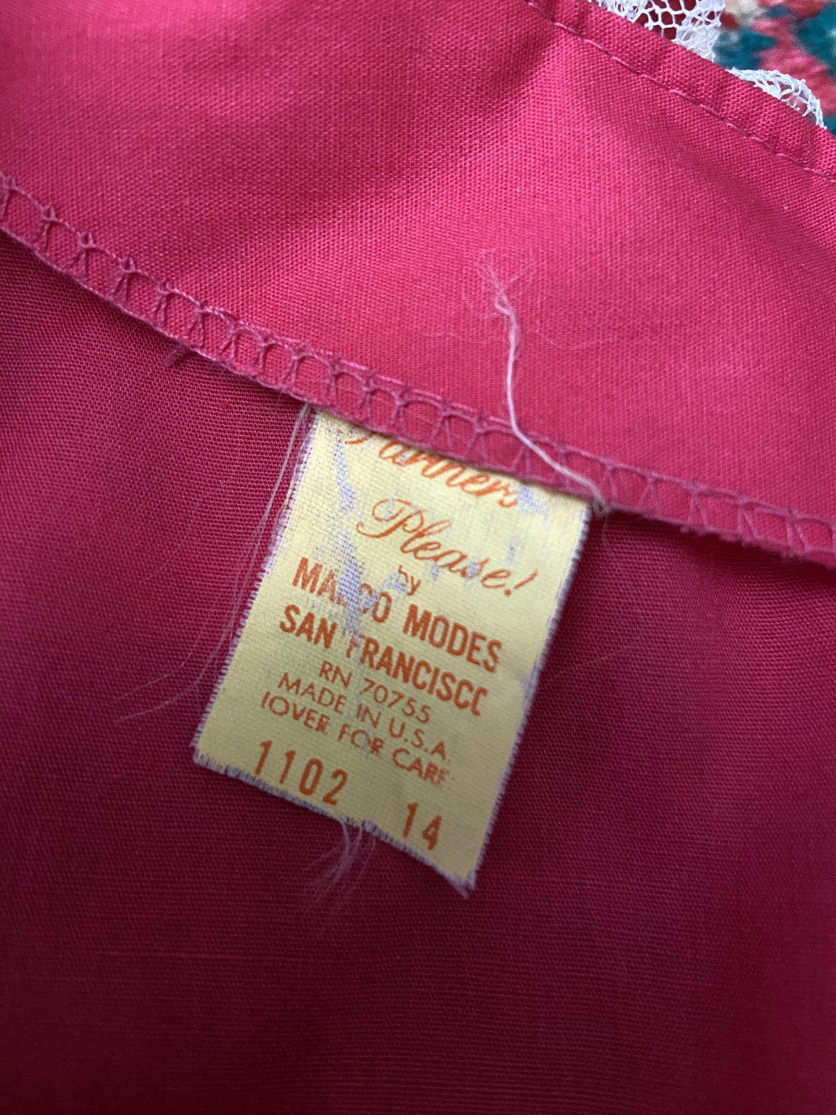 Vintage 1970s Fuschia Pink Square Dance Dress