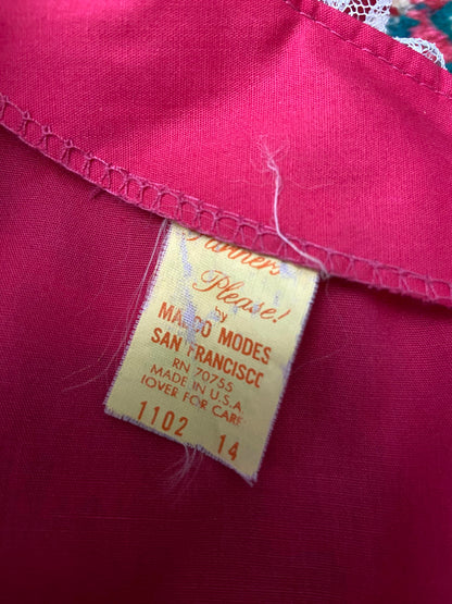Vintage 1970s Fuschia Pink Square Dance Dress