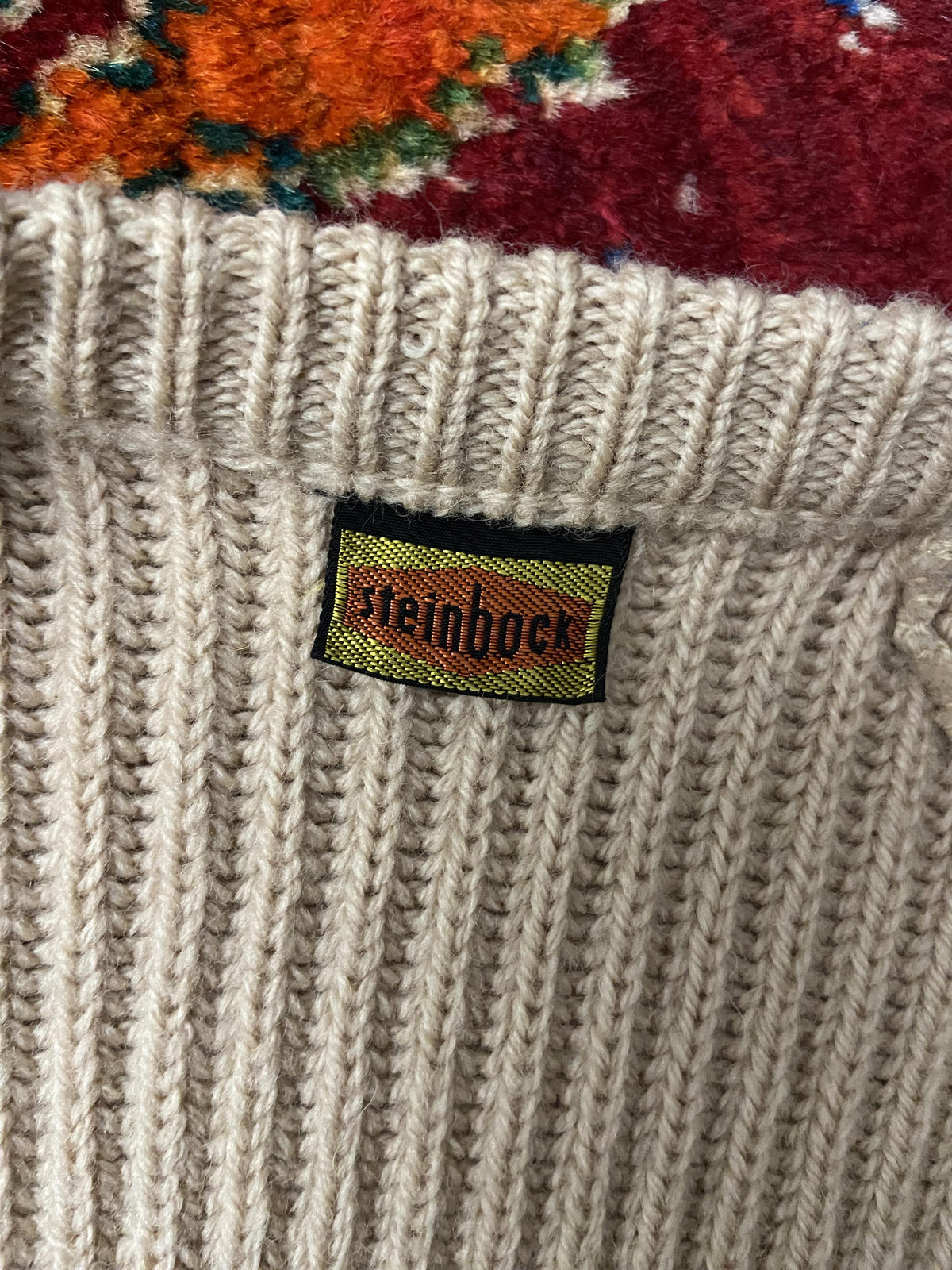 Vintage 1970s Beige Cable Knit Cardigan
