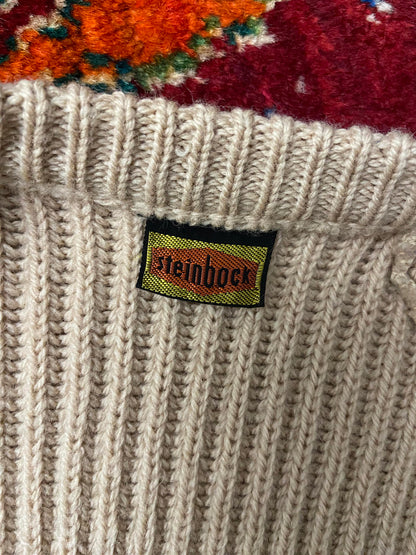 Vintage 1970s Beige Cable Knit Cardigan