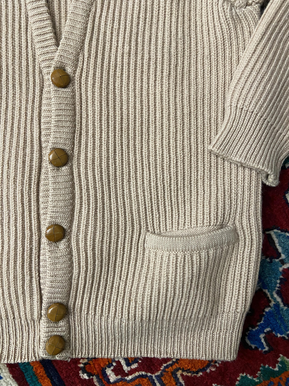 Vintage 1970s Beige Cable Knit Cardigan