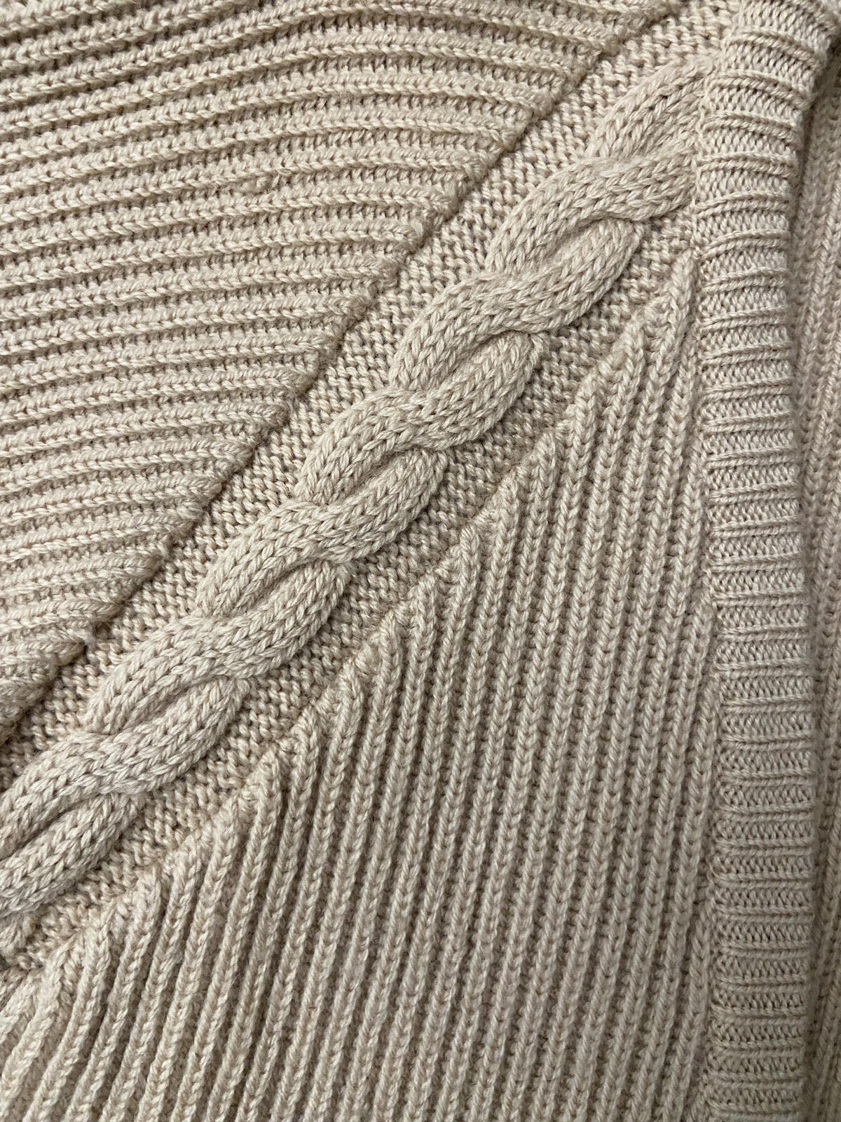 Vintage 1970s Beige Cable Knit Cardigan