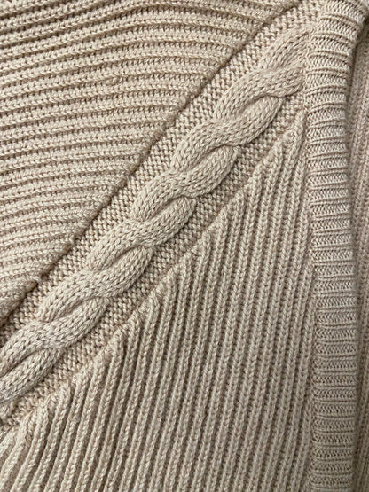 Vintage 1970s Beige Cable Knit Cardigan