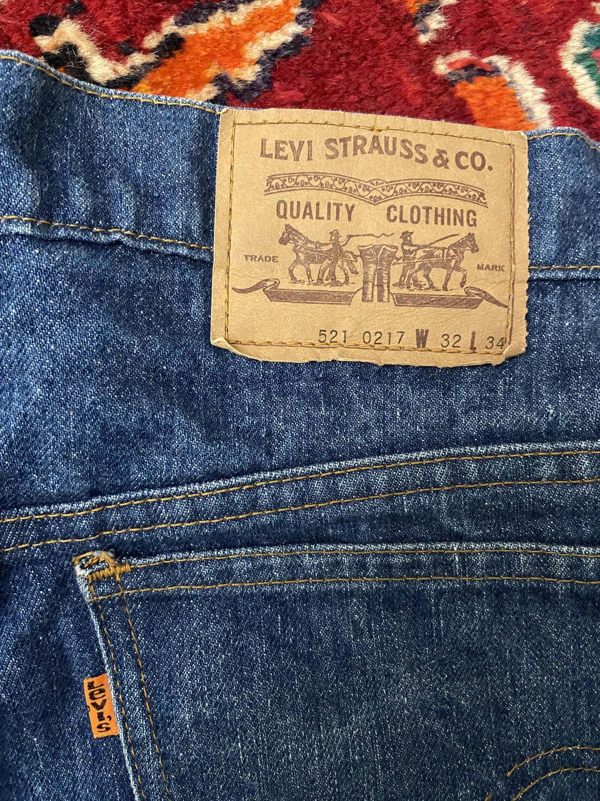 Vintage Levis 521 Relaxed Fit Orange Tab W32