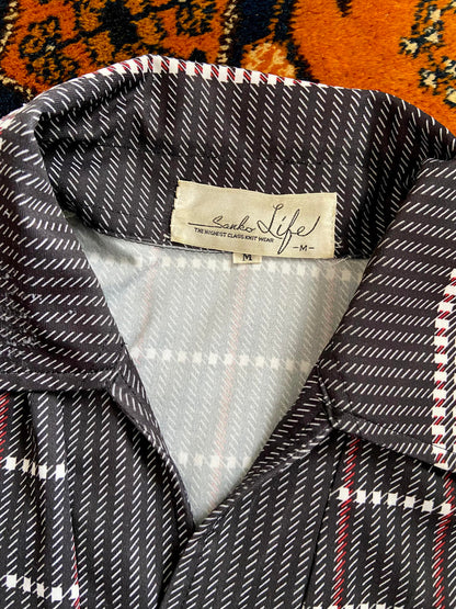 Vintage 1970s Black Patterned Japanese Jersey Top