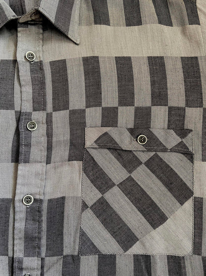 Vintage 1980s Patterned Grey Shirt