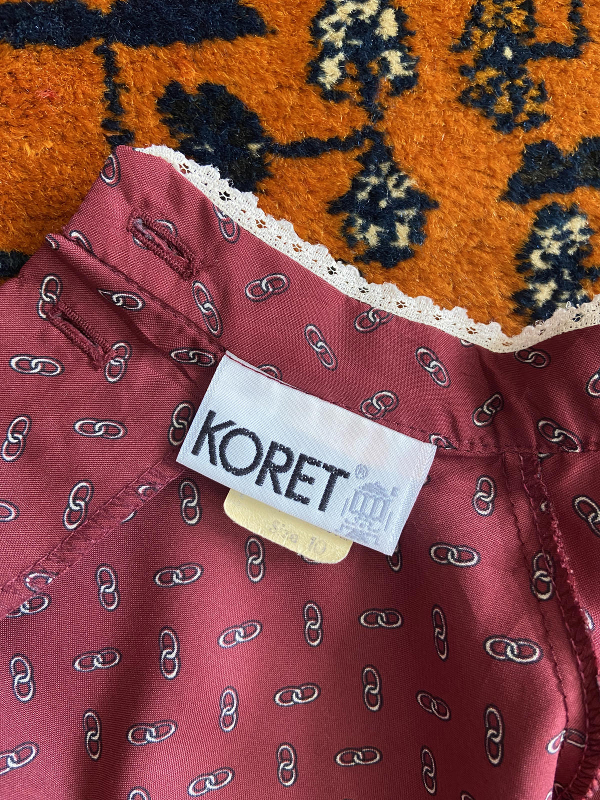 Vintage 1970s Burgundy Bib Blouse
