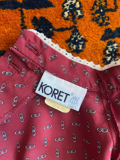 Vintage 1970s Burgundy Bib Blouse