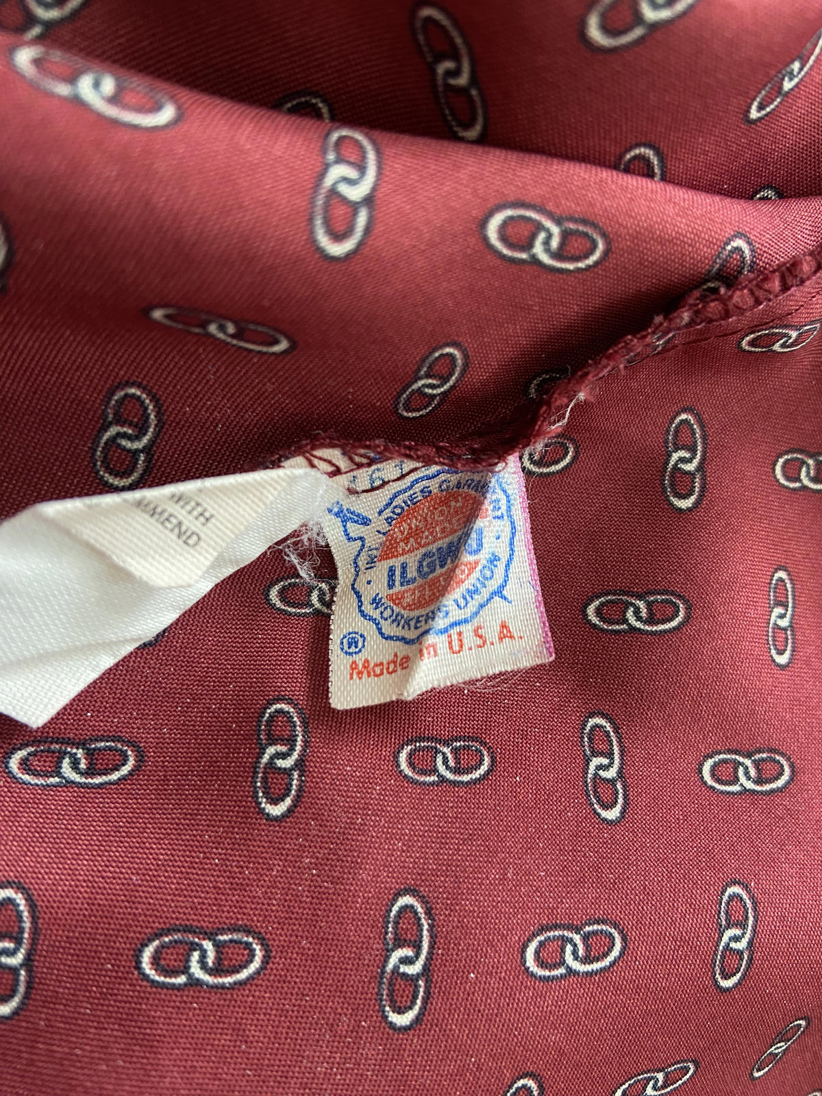 Vintage 1970s Burgundy Bib Blouse