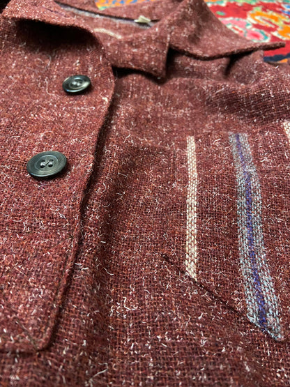 Vintage 1970s Burgundy Stripe Day Dress