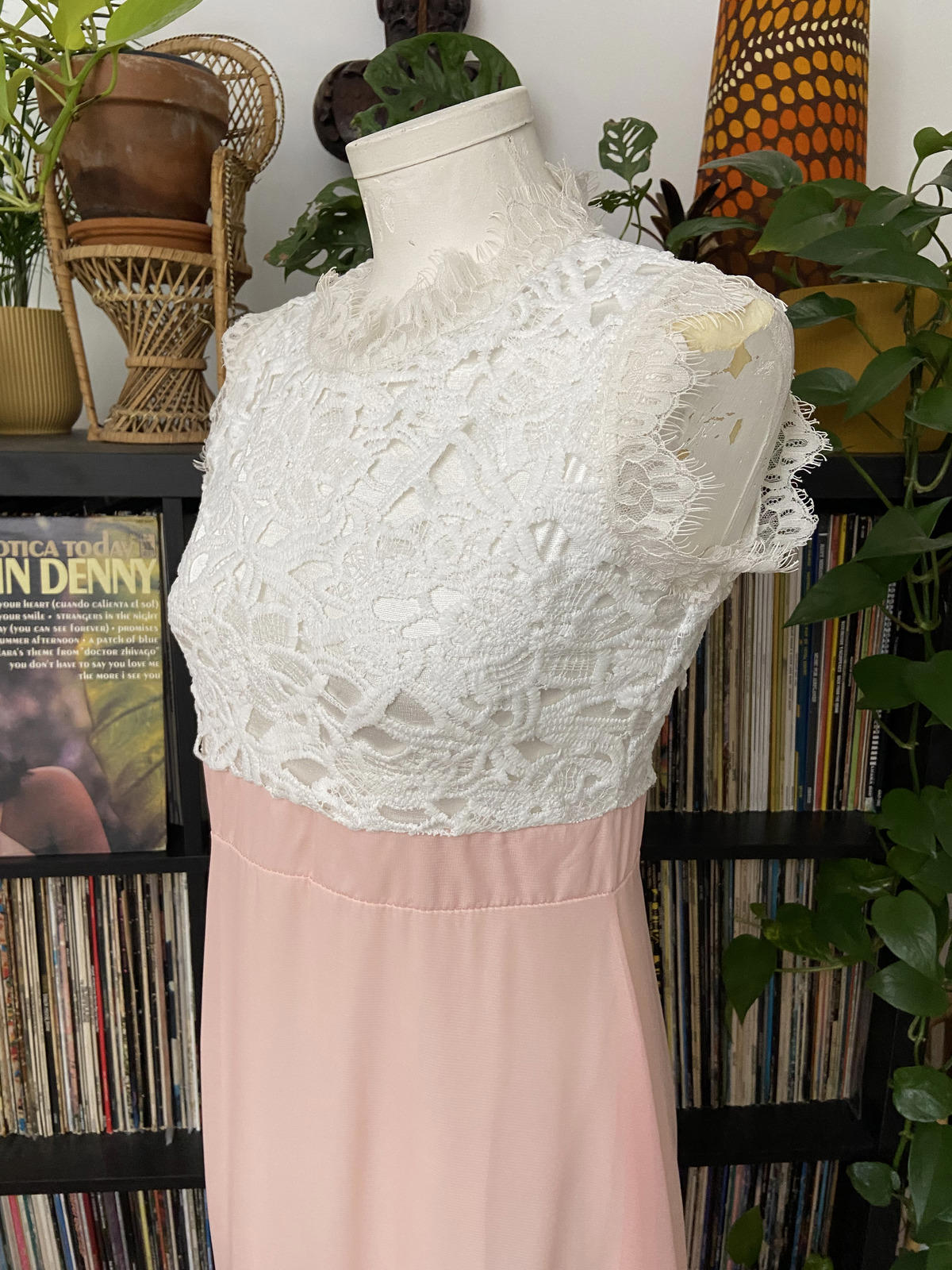 Pale Pink Lace Detail Maxi Dress